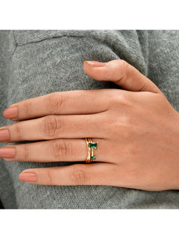 SWASHAA - Hashya Emarald 18K Gold Plated Ring