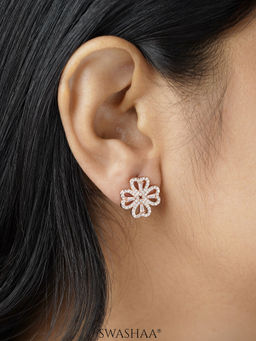 SWASHAA - Shiny Clover Rosegold Plated Earrings