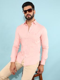 CRIMSOUNE CLUB - Men Pink Cotton Checked Shirt