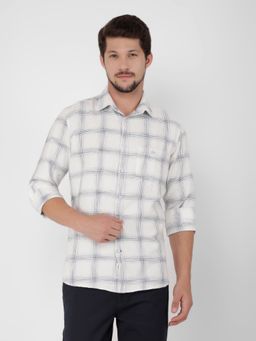 CRIMSOUNE CLUB - Men White Tartan Checks Shirt