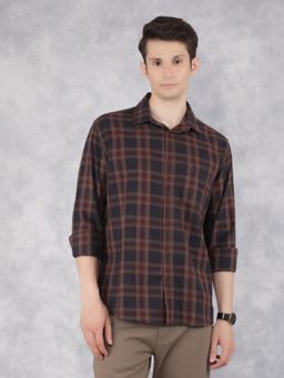 CRIMSOUNE CLUB - Men Black Cotton Checked Shirt