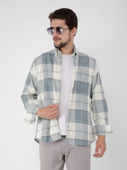 CRIMSOUNE CLUB - Men Blue Checked Check Shirt