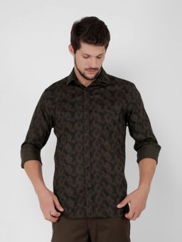 CRIMSOUNE CLUB - Men Brown Cotton Printed Shirt
