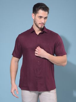 CRIMSOUNE CLUB - Men's Wine Linen Shirt