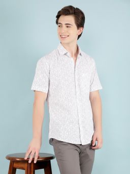 CRIMSOUNE CLUB - Men White Cotton Printed Shirt
