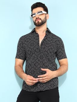 CRIMSOUNE CLUB - Men Black Cotton Printed Shirt