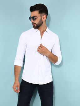 CRIMSOUNE CLUB - Men White Solid Shirt