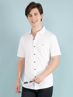CRIMSOUNE CLUB - Men White Solid Shirt