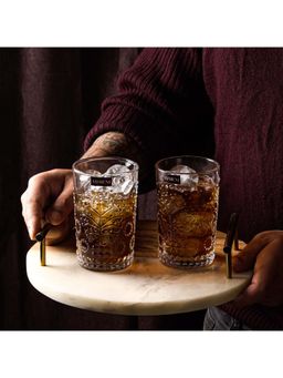 The Artment - Modern Art Engraved Floral Design Glasses (Set of 8)