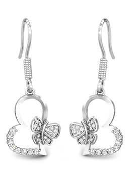 Candere by Kalyan Jewellers - 18K BIS Hallmark White Gold & Diamond Butterfly Earrings