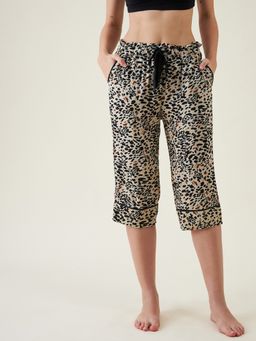 The Kaftan Company - Animal Print Cropped Loungepants Multi-Color