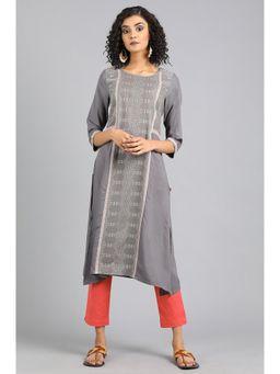 W - Grey Woven Kurta
