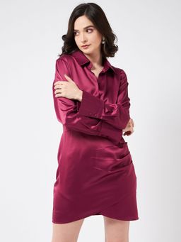 Marge Shirt Dress in Black and Cream Satin