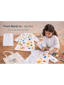 The Little Tales - Girls Holi DIY White Kurta & Pant with Color Paint Set