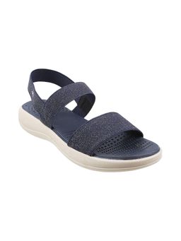 Metro - Womens Blue Flat SandalsMetro Embellished-sequined Blue Sandals