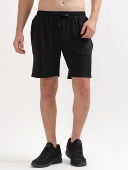 Cantabil - Men's Black Active Wear Solid Regular Fit Shorts