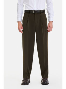 Snitch - Polyester Straight Mid Waist Relaxed Fit Solid Trouser