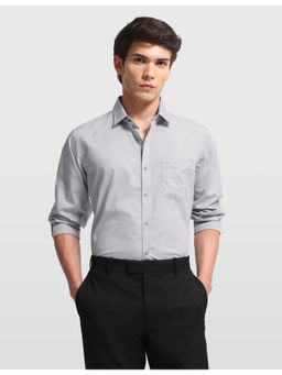Arrow - Grey Cotton Full Sleeves Collar Neck Solid Shirt