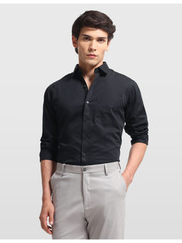 Arrow - Black Cotton Full Sleeves Collar Neck Solid Shirt