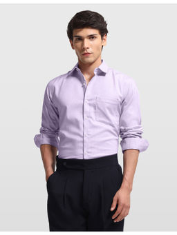 Arrow - Purple Cotton Full Sleeves Collar Neck Self Design Shirt