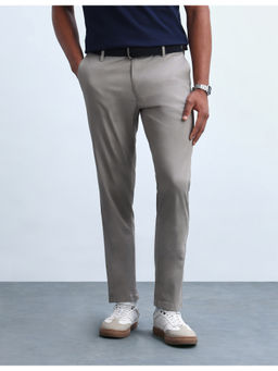 Flying Machine - Cotton Straight Mid Waist Slim Fit Solid Trouser