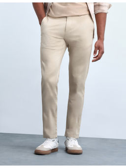 Flying Machine - Cotton Straight Mid Waist Regular Fit Solid Trouser