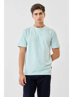 Snitch - Green Cotton Half Sleeves Crew Neck Solid T-Shirt
