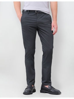U.S. POLO ASSN. - Cotton Straight Mid Waist Slim Fit Self Design Trouser