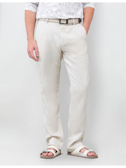 U.S. POLO ASSN. - Linen Straight Mid Waist Straight Fit Solid Trouser