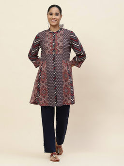 Lakshita - Navy Blue Printed Georgette A-Line Kurta