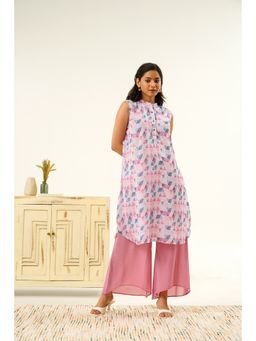 Indy Raaga - Saundarya Sanganeri Print Pink Kurta with Palazzo (Set of 2)
