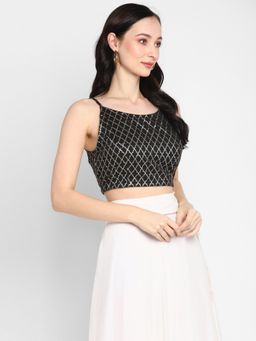 Indy Raaga - Black Chanderi Brocade Stitched Blouse