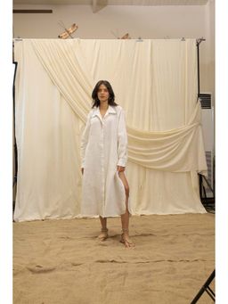 Akashi - Button Down Shirt Dress - White