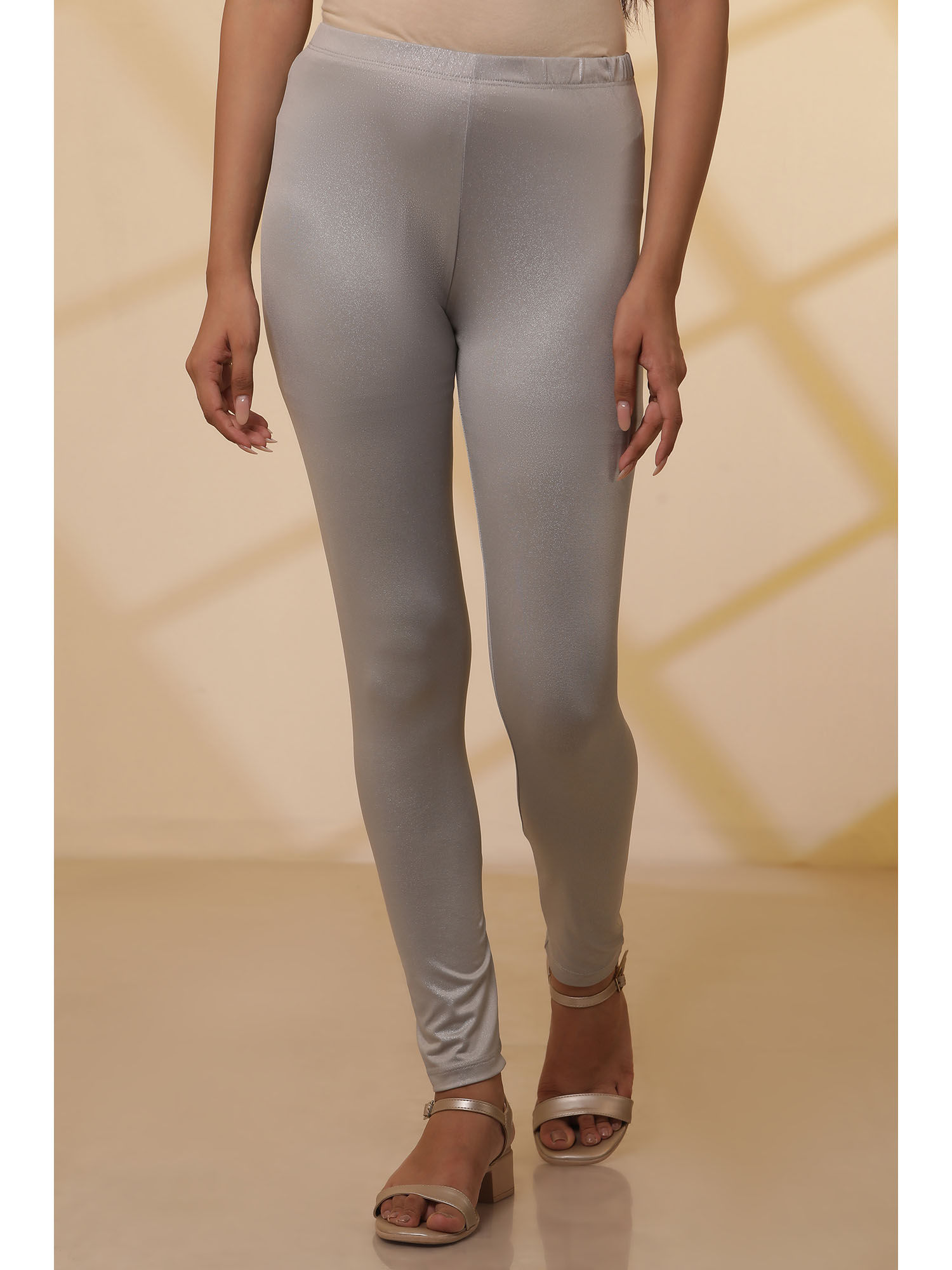 aurelia Womens Silver Shimmer Ankle Length Leggings-picture-39