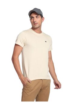 Arrow - Sports Beige Patterned Knit Mercerised Cotton T-Shirt