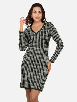 JOE Hazel - Women Green Kiwi Checkered Pearl Dress