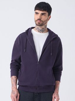 The Souled Store - Solids Berry Purple Mens Oversized Hooded Jacket