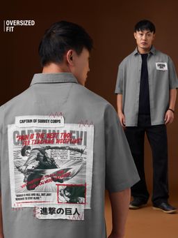 The Souled Store - Official Attack On Titan: Captain Levi Mens Oversized Shirt