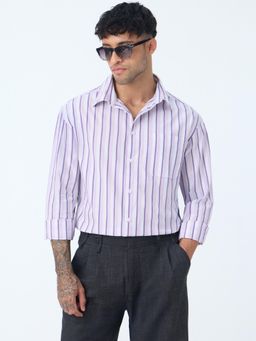 The Souled Store - Stripe Mauve Mens Relaxed Shirt