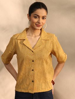 Libas - Mustard Woven Panelled Shirt