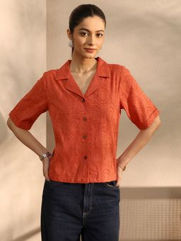 Libas - Orange Woven Panelled Shirt