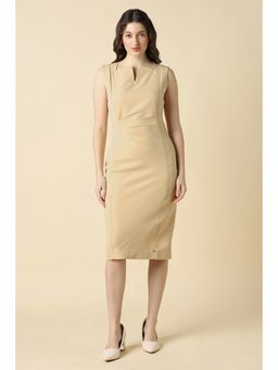 Allen Solly - Women Beige Solid Formal Dress