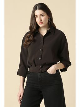 Allen Solly - Women Brown Solid Long Sleeves Shirt