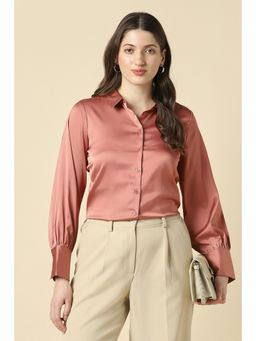 Allen Solly - Women Pink Solid Long Sleeves Shirt