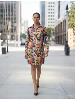 Golden Mirror Fashion - Face Art Shirt Dress