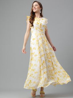 Latin Quarters - Women's Yellow Casual Printed Dress