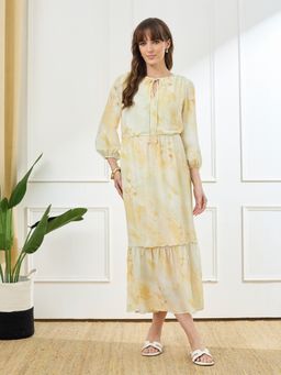 Latin Quarters - Women's Yellow Casual Printed Dress