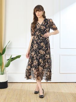 Latin Quarters - Women's Black Casual Printed Dress