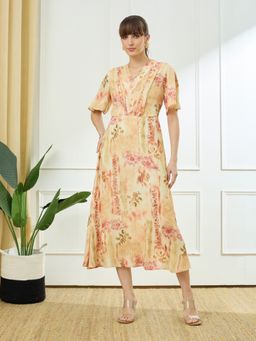 Latin Quarters - Women's Yellow Casual Printed Dress