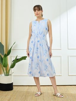 Latin Quarters - Women's Blue Casual Printed Dress